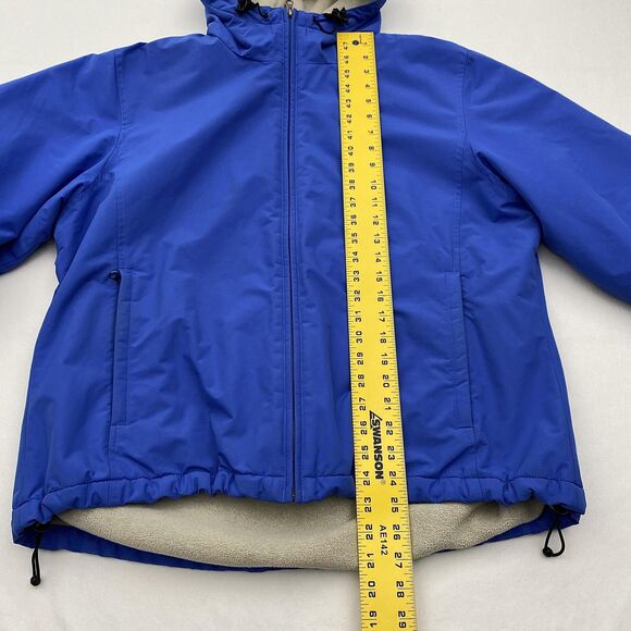 Lands End Jacket Boys Large 14-16 Blue Hooded Fleece Lined Nylon Winter Coat - Picture 7 of 13